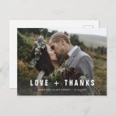 Eenvoudige moderne tekst | Huwelijksfoto Dank u Uitnodiging Briefkaart (Voorkant / Achterkant)