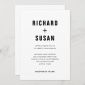 Eenvoudige moderne tekst | Zwart-wit bruiloft Kaart (Voorkant / Achterkant)