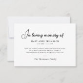 eenvoudige moderne tekstbegrafenis bedankt briefje (Voorkant)