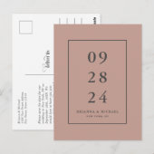 Eenvoudige moderne Terra-Cotta bruiloft Save the D Briefkaart (Voorkant / Achterkant)