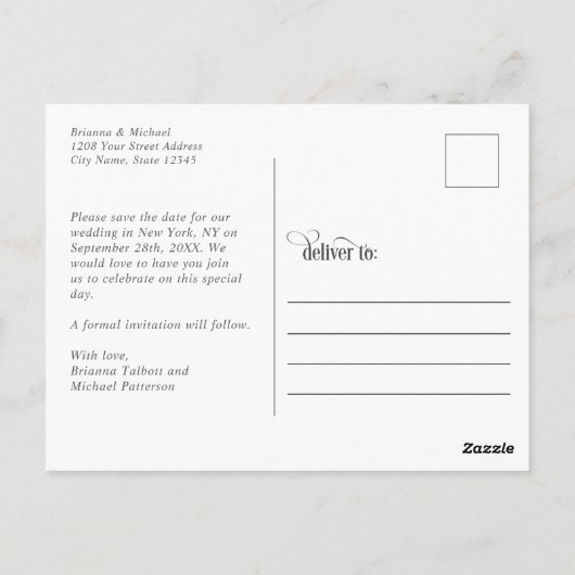 Eenvoudige moderne Terra-Cotta bruiloft Save the D Briefkaart (Achterkant)