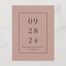 Eenvoudige moderne Terra-Cotta bruiloft Save the D Briefkaart