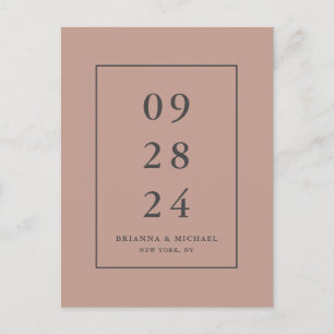 Eenvoudige moderne Terra-Cotta bruiloft Save the D Briefkaart