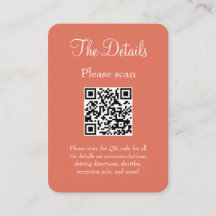 Eenvoudige moderne terracotta bruiloft details QR-