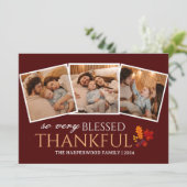 Eenvoudige moderne Thanksgiving familie foto colla Feestdagenkaart (Staand voorkant)