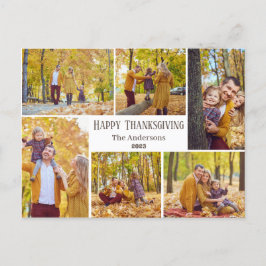 Eenvoudige moderne Thanksgiving familie foto colla Feestdagenkaart