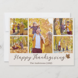 Eenvoudige moderne Thanksgiving familie foto colla Feestdagenkaart