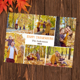 Eenvoudige moderne Thanksgiving familie foto colla Feestdagenkaart