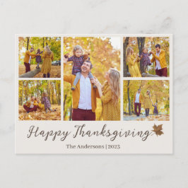 Eenvoudige moderne Thanksgiving familie foto colla Feestdagenkaart