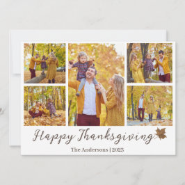 Eenvoudige moderne Thanksgiving familie foto colla Feestdagenkaart