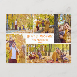 Eenvoudige moderne Thanksgiving familie foto colla Feestdagenkaart