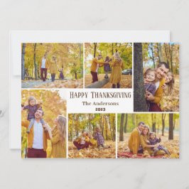 Eenvoudige moderne Thanksgiving familie foto colla Feestdagenkaart