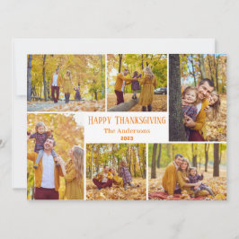 Eenvoudige moderne Thanksgiving familie foto colla Feestdagenkaart