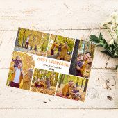 Eenvoudige moderne thanksgiving gezinsfotocollage feestdagenkaart