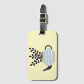 Eenvoudige moderne theepot met plant pastel bagagelabel (Voorkant (verticaal))