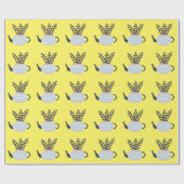 Eenvoudige moderne theepot met plant pastel cadeaupapier (Vlak)