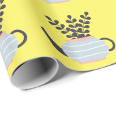 Eenvoudige moderne theepot met plant pastel cadeaupapier (Rol Hoek)