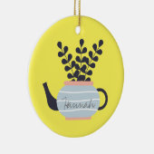 Eenvoudige moderne theepot met plant pastel keramisch ornament (Rechts)