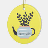 Eenvoudige moderne theepot met plant pastel keramisch ornament (Links)