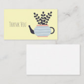 Eenvoudige moderne theepot met plant pastel notitiekaartje (Voorkant / Achterkant)