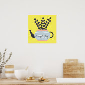 Eenvoudige moderne theepot met plant pastel poster (Keuken)