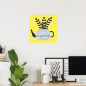 Eenvoudige moderne theepot met plant pastel poster (Thuiskantoor)