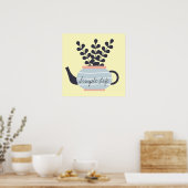 Eenvoudige moderne theepot met plant pastel poster (Keuken)
