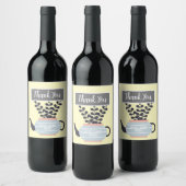 Eenvoudige moderne theepot met plant pastel wijn etiket (Flessen)