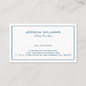 Eenvoudige Moderne Tin blauwe Rand Op Wit Visitekaartje (Achterkant)