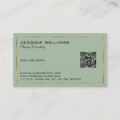 Eenvoudige moderne tin gouden rand op salie groen visitekaartje (Achterkant)