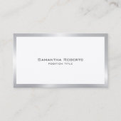 Eenvoudige moderne tin zilveren rand op wit visitekaartje (Voorkant)