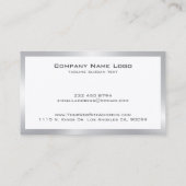 Eenvoudige moderne tin zilveren rand op wit visitekaartje (Achterkant)