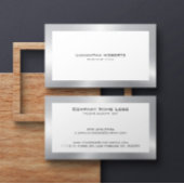 Eenvoudige moderne tin zilveren rand op wit visitekaartje