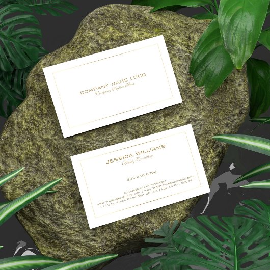 Eenvoudige, moderne tinnen gouden rand op wit visitekaartje