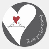 Eenvoudige Moderne Tortelduifjes en Rode Hart Dank Ronde Sticker (Voorkant)