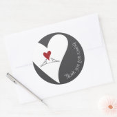 Eenvoudige Moderne Tortelduifjes en Rode Hart Dank Ronde Sticker (Envelop)