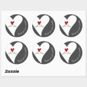 Eenvoudige Moderne Tortelduifjes en Rode Hart Dank Ronde Sticker (Vel)