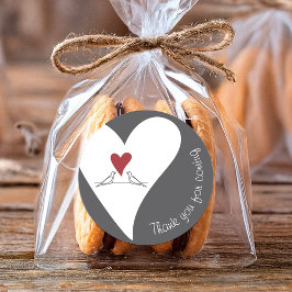 Eenvoudige Moderne Tortelduifjes en Rode Hart Dank Ronde Sticker