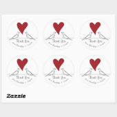 Eenvoudige moderne Tortelduifjes Red Heart Dank u Ronde Sticker (Vel)