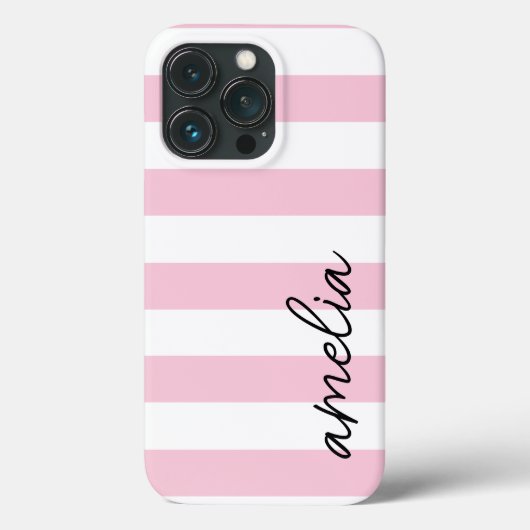 Eenvoudige moderne trendy monogram roze streep Case-Mate iPhone case (Achterkant)