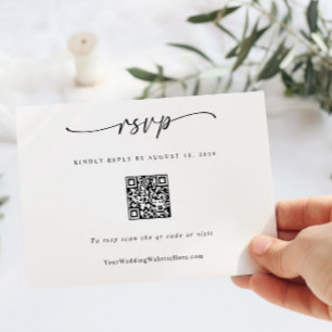 Eenvoudige Moderne Trouw QR Code Hart RSVP Kaartje