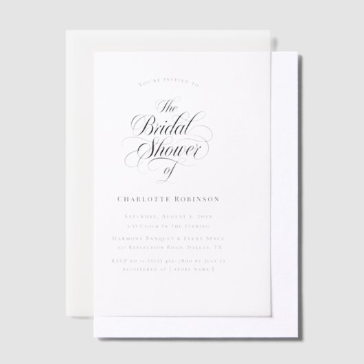 Eenvoudige moderne trouwfeest met wispelturige sch vellum uitnodigingen (Offset)