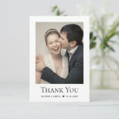 Eenvoudige Moderne Trouwfoto Hart klein Bedankkaart (Staand voorkant)