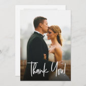 Eenvoudige Moderne Trouwfoto's Handlettering Scrip Bedankkaart (Voorkant / Achterkant)