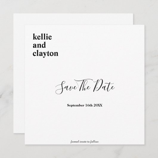 Eenvoudige Moderne Trouwkaart Save The Date (Voorkant / Achterkant)
