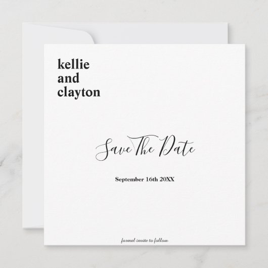 Eenvoudige Moderne Trouwkaart Save The Date (Voorkant)