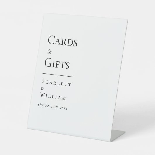 Eenvoudige moderne trouwkaarten en geschenken teke reclamebord met voetstuk (Voorkant)