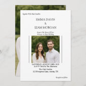 Eenvoudige moderne trouwuitnodiging met foto van h kaart (Voorkant / Achterkant)