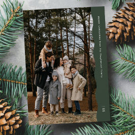 Eenvoudige moderne twee foto golvende rand groene  feestdagenkaart