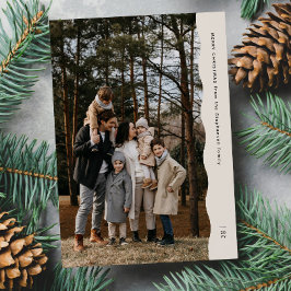 Eenvoudige moderne twee-foto golvende rand Kerstmi Feestdagenkaart